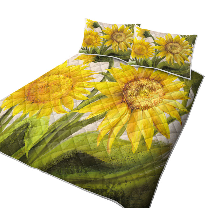 Sunflowers Art Beautiful Yellow Flowers Quilts