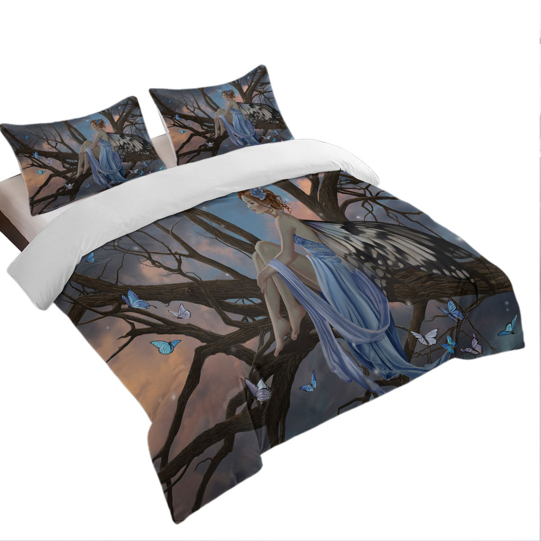 Sunset Butterflies and the Beautiful Forest Fairy Duvet Cover set