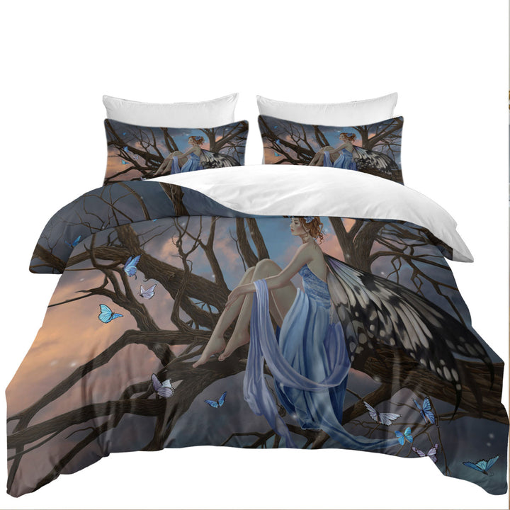 Sunset Butterflies and the Beautiful Forest Fairy Duvet Covers