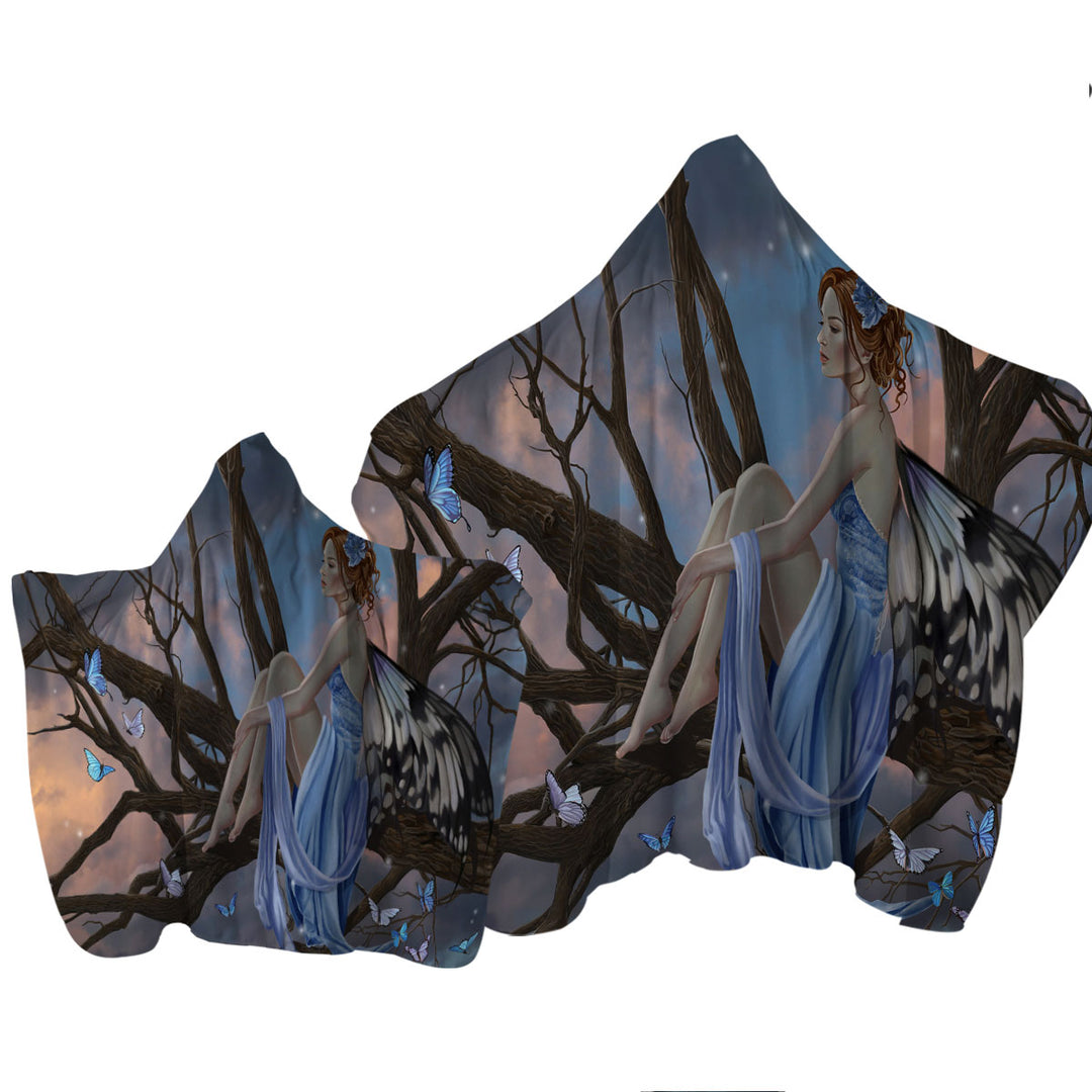 Sunset Butterflies and the Beautiful Forest Fairy Towel Hoodie