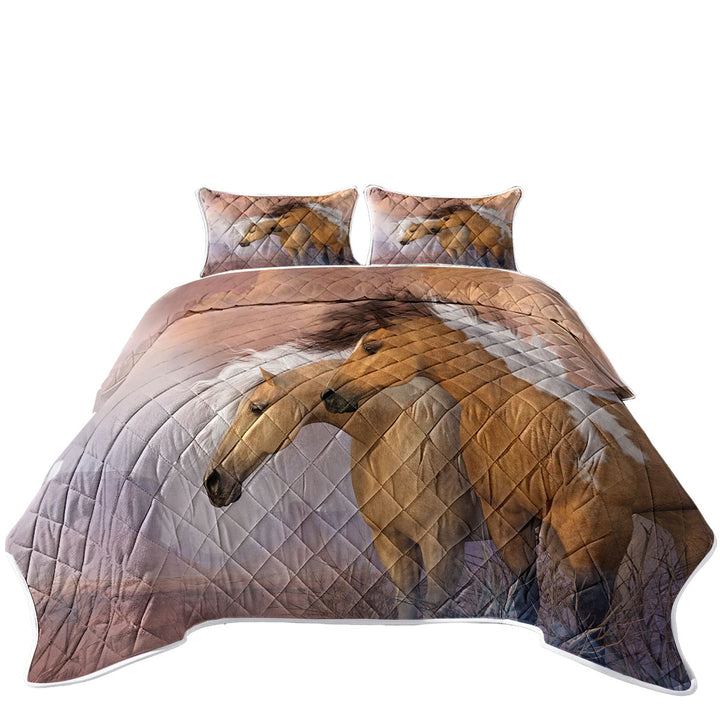 Sunset Gold Wild American Horses Quilts