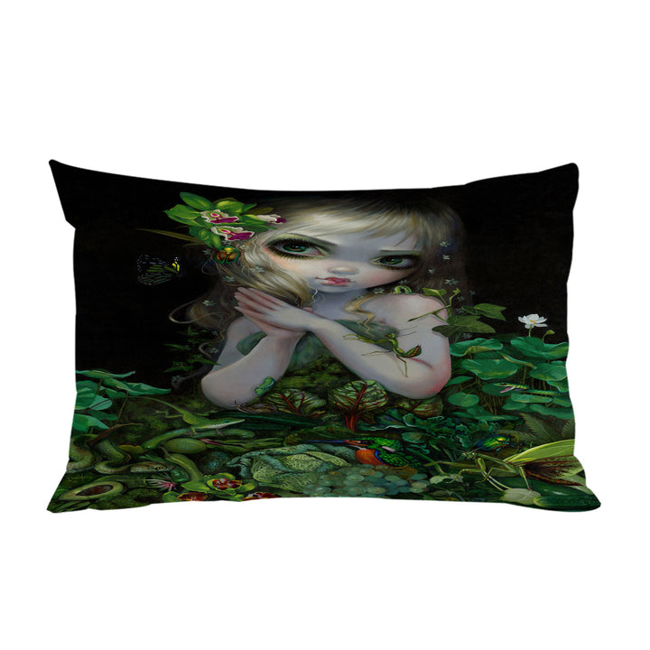 Surrealism Art Prints Green Goddess Girl Custom Pillow Cases