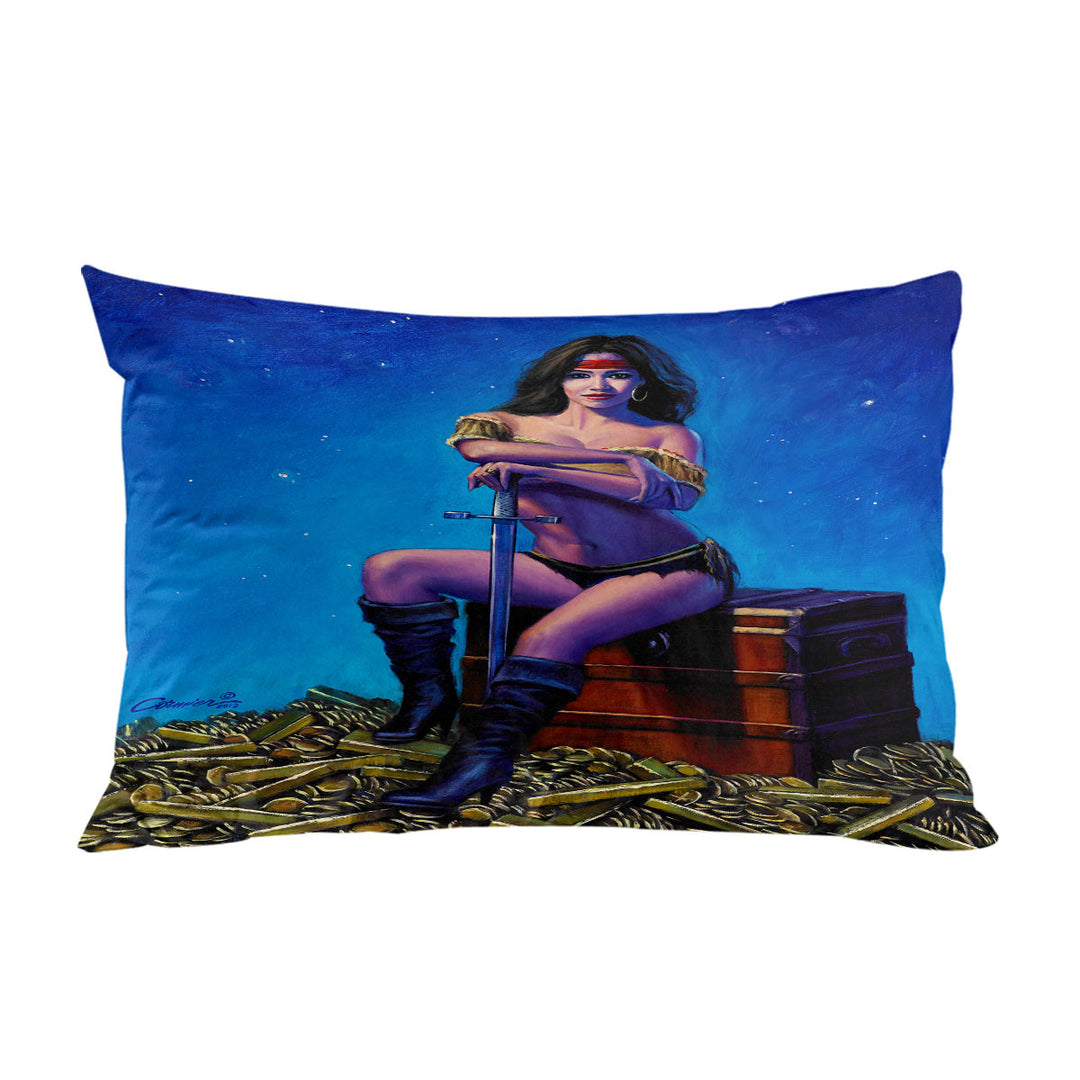 Swashbucklers Bounty Woman Gold Treasure Pillowcases