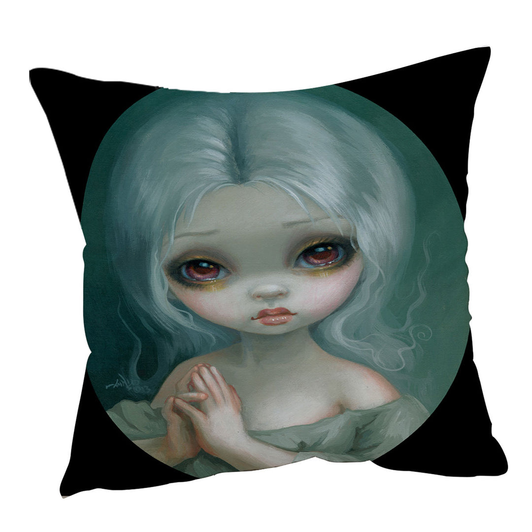 Sweet Cushion Covers Wishful Thinking Sweet Big Eyed Girl Painting