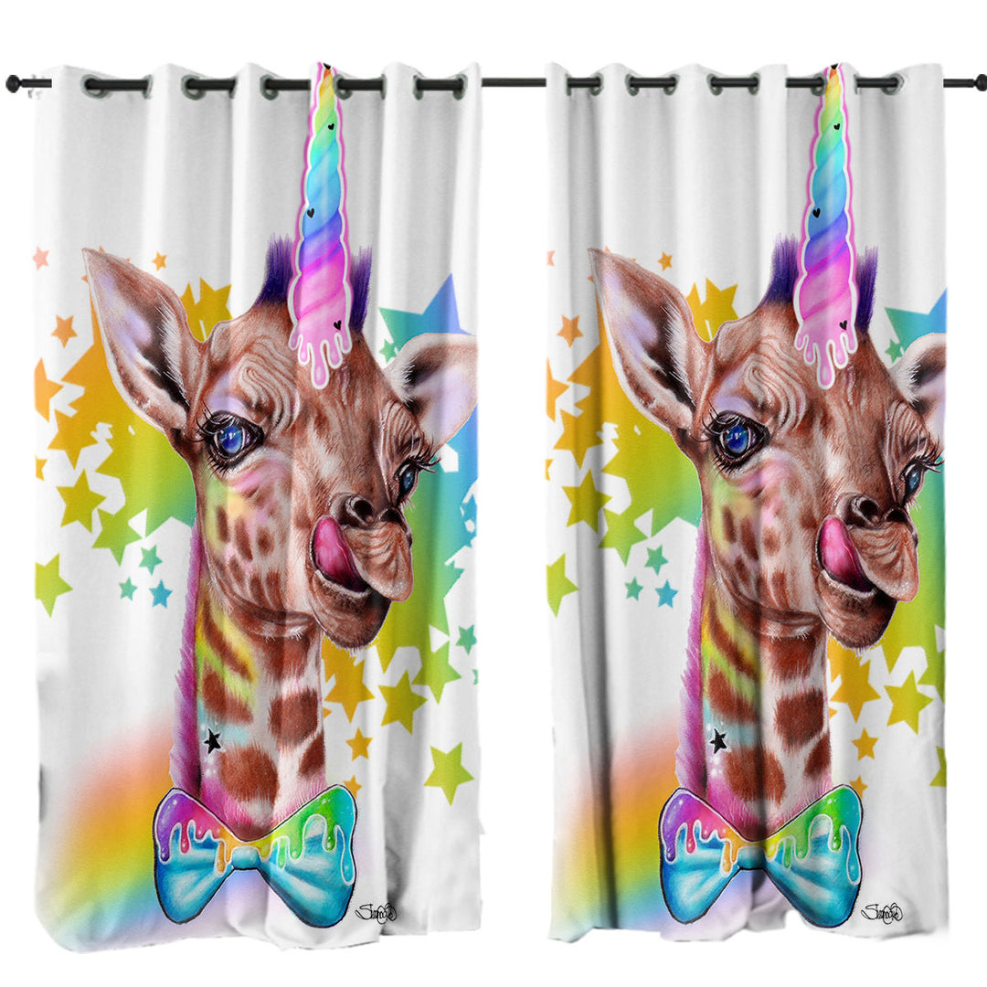 Sweet Funny Animal Girafficorn Giraffe Curtains