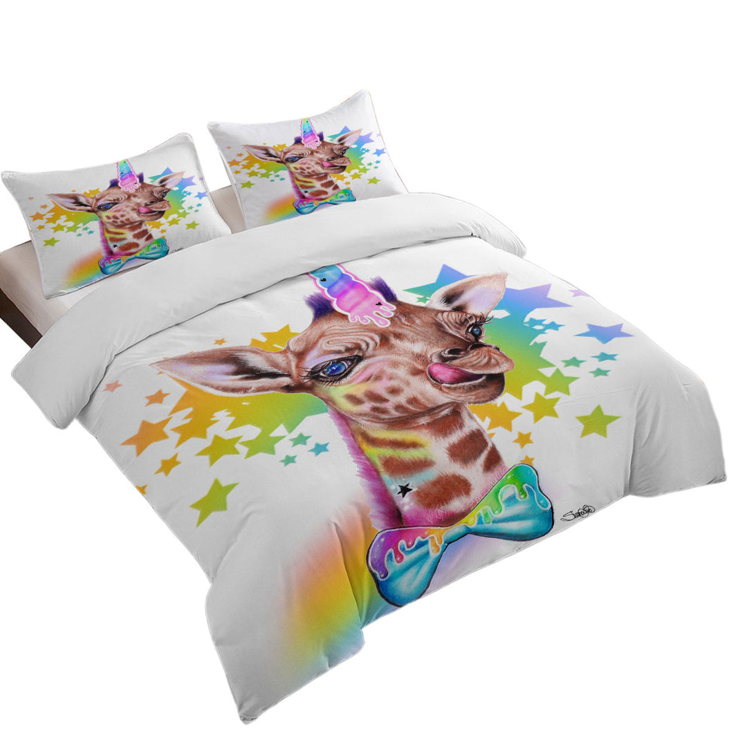 Sweet Funny Animal Girafficorn Giraffe Duvet Cover Queen