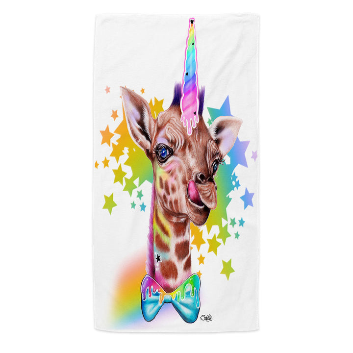 Sweet Funny Animal Girafficorn Giraffe Microfibre Beach Towels