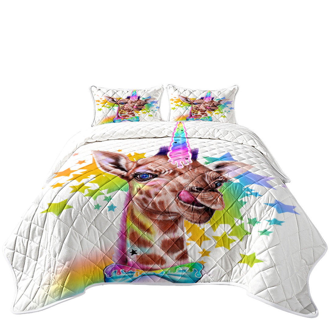 Sweet Funny Animal Girafficorn Giraffe Quilt