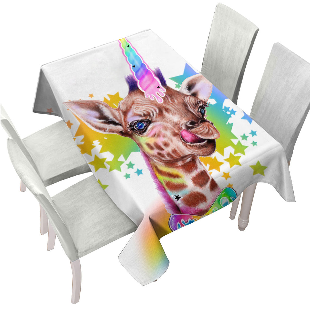 Sweet Funny Animal Girafficorn Giraffe Tablecloths