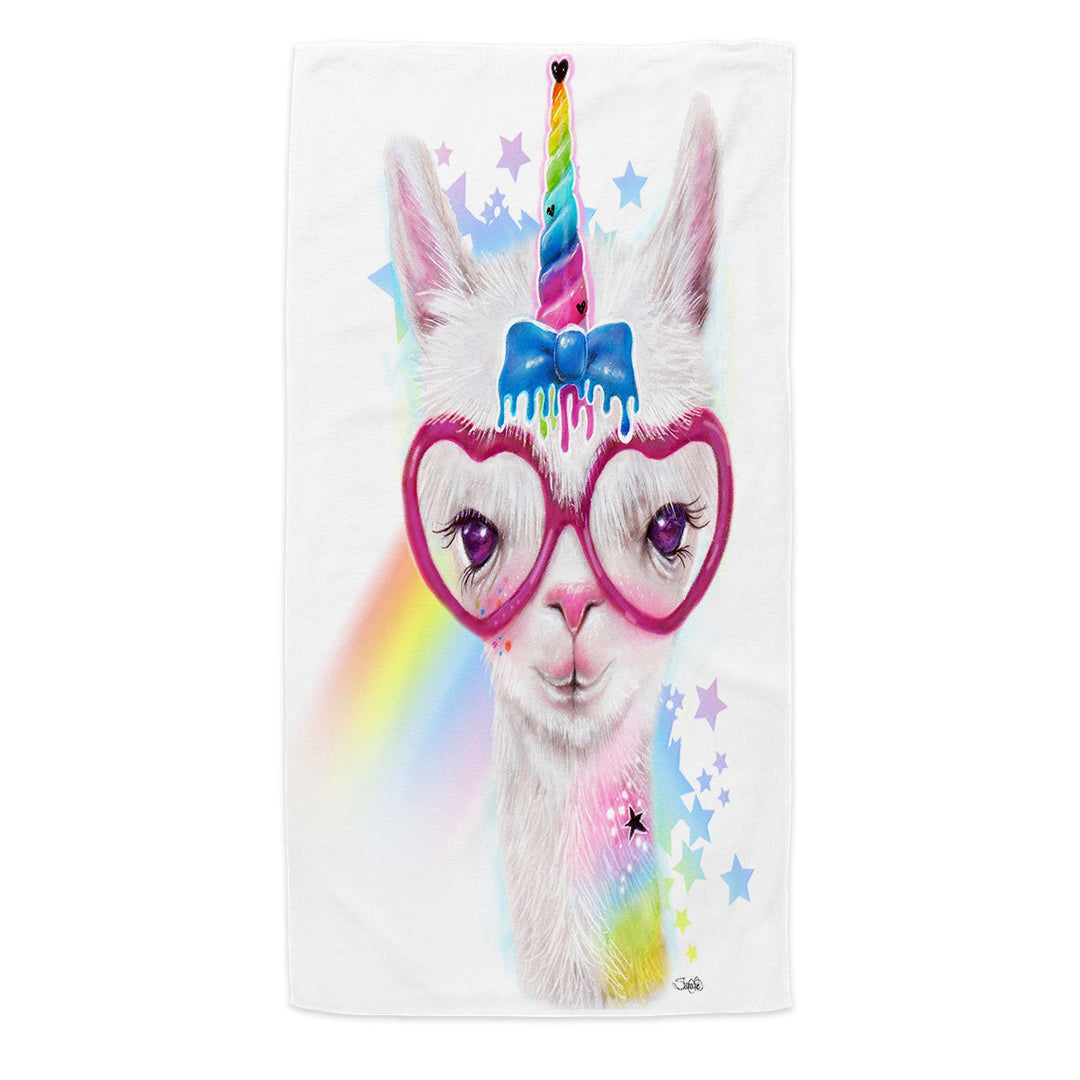 Sweet Funny Animal Llamacorn Llama Beach Towels