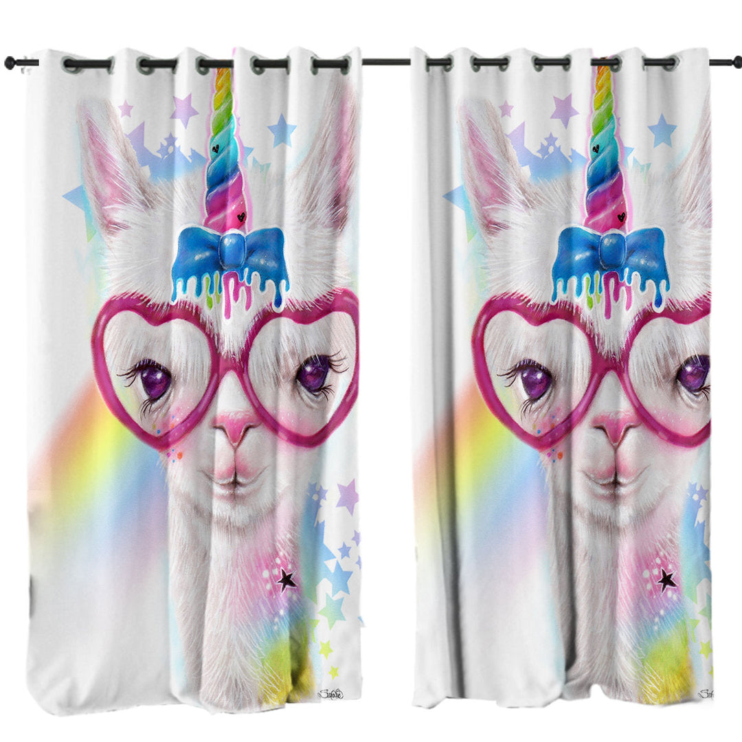 Sweet Funny Animal Llamacorn Llama Curtain