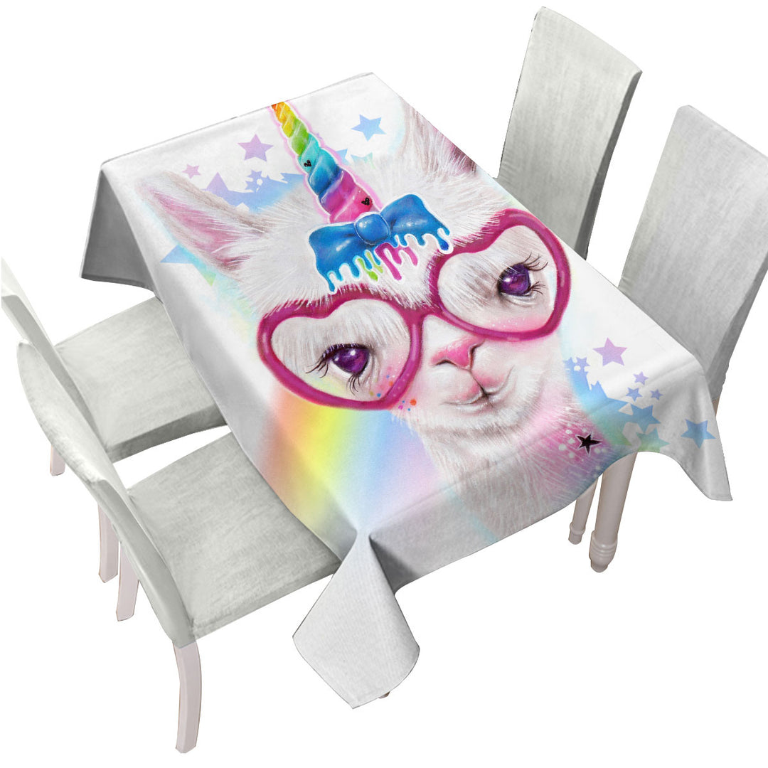 Sweet Funny Animal Llamacorn Llama Printed Tablecloth