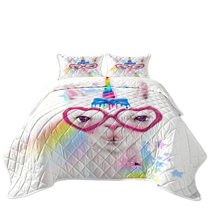 Sweet Funny Animal Llamacorn Llama Quilts