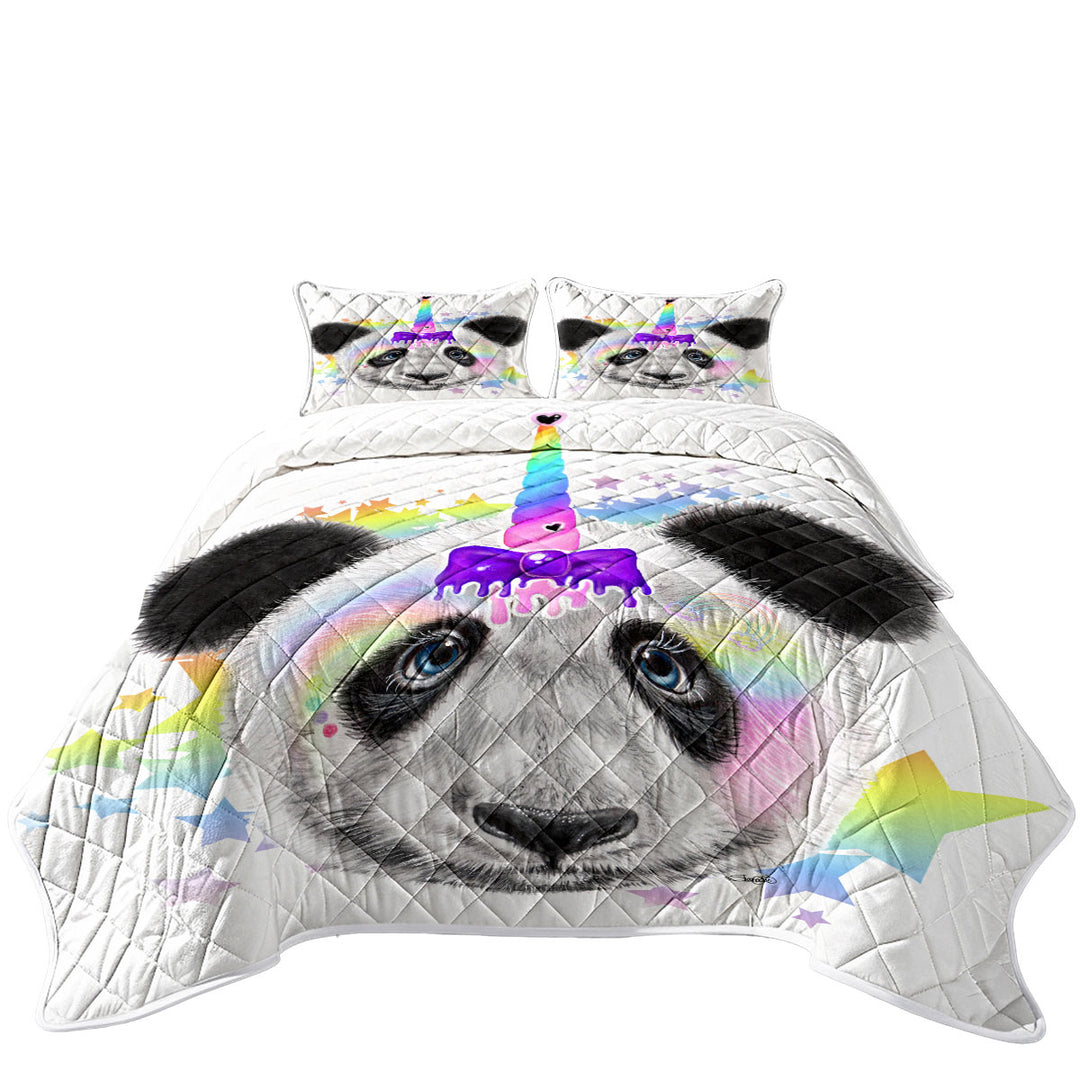 Sweet Funny Animal Pandacorn Panda Coverlets