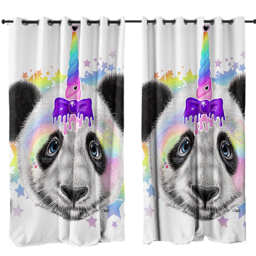 Sweet Funny Animal Pandacorn Panda Curtains for Bedroom