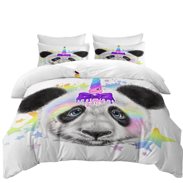 Sweet Funny Animal Pandacorn Panda Duvet Cover