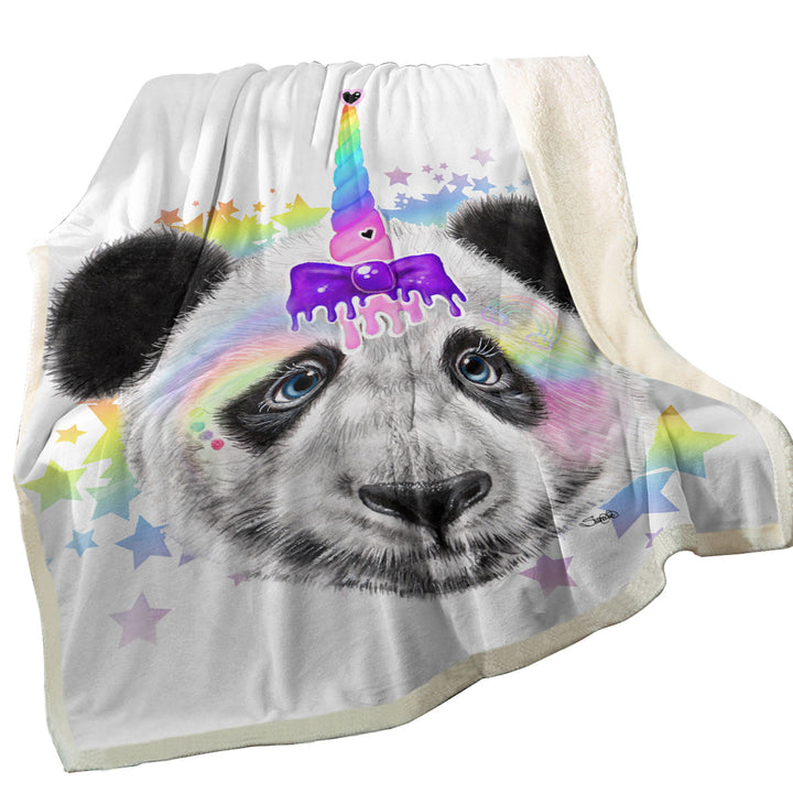 Sweet Funny Animal Pandacorn Panda Fleece Blankets