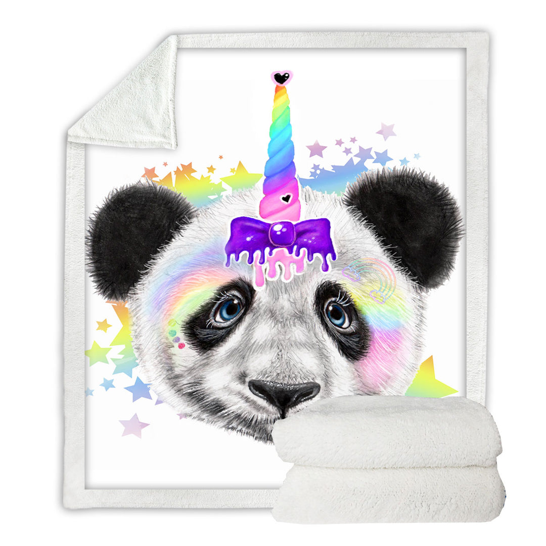 Sweet Funny Animal Pandacorn Panda Throw Blanket