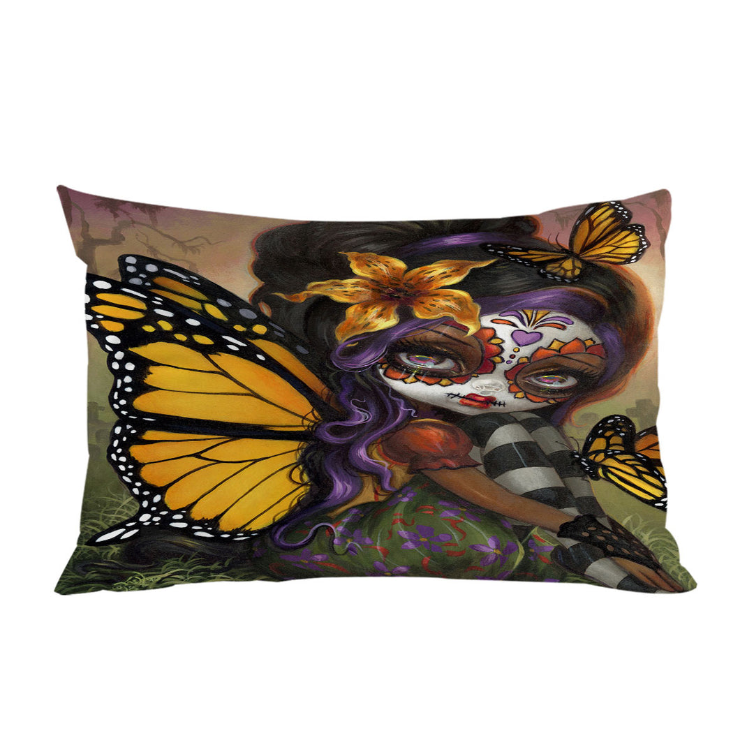 Sweet Isabella Day of the Dead Butterfly Girl Pillowcase