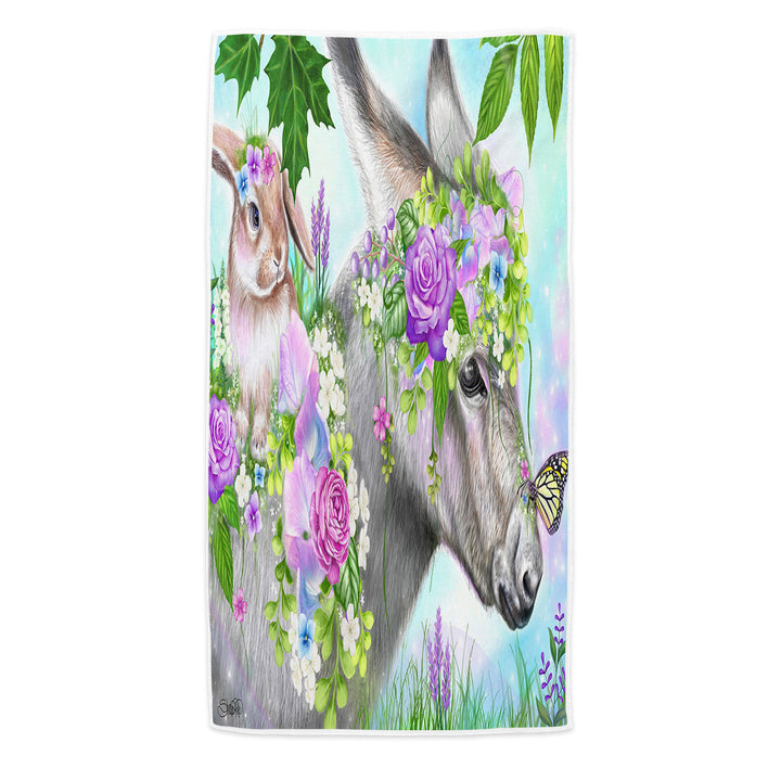 Sweet Pea Spring Bunny and Donkey Microfiber Beach Towel