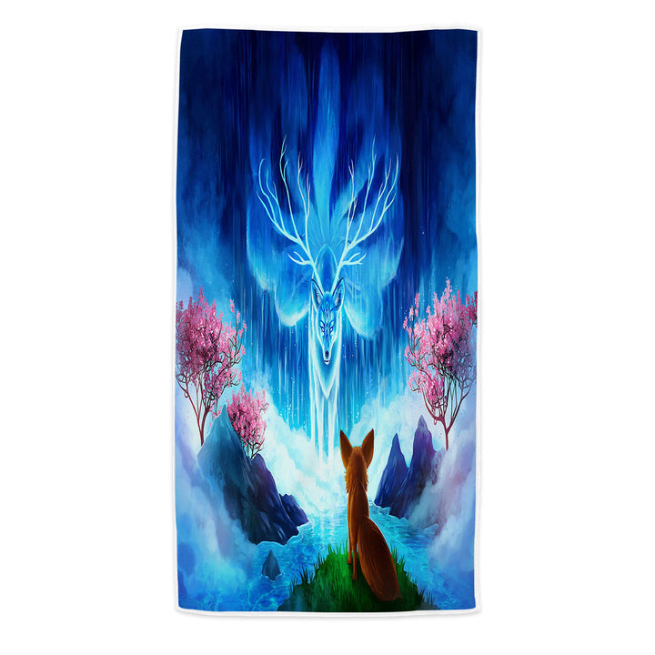 Swims Towel with Animal Fantasy Art Wisdom Lake Fox Beach Towel