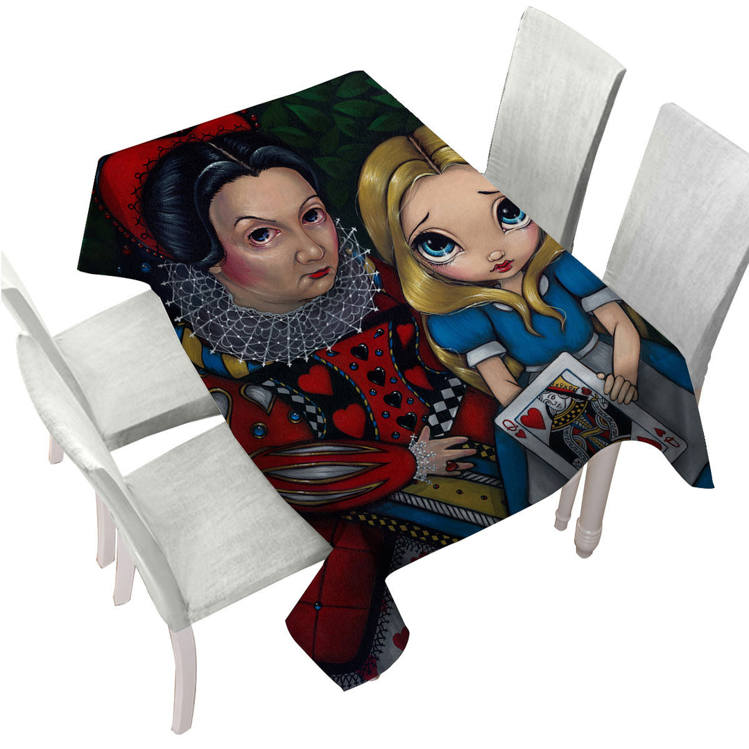 Table Cover with Alice and the Queen of Hearts