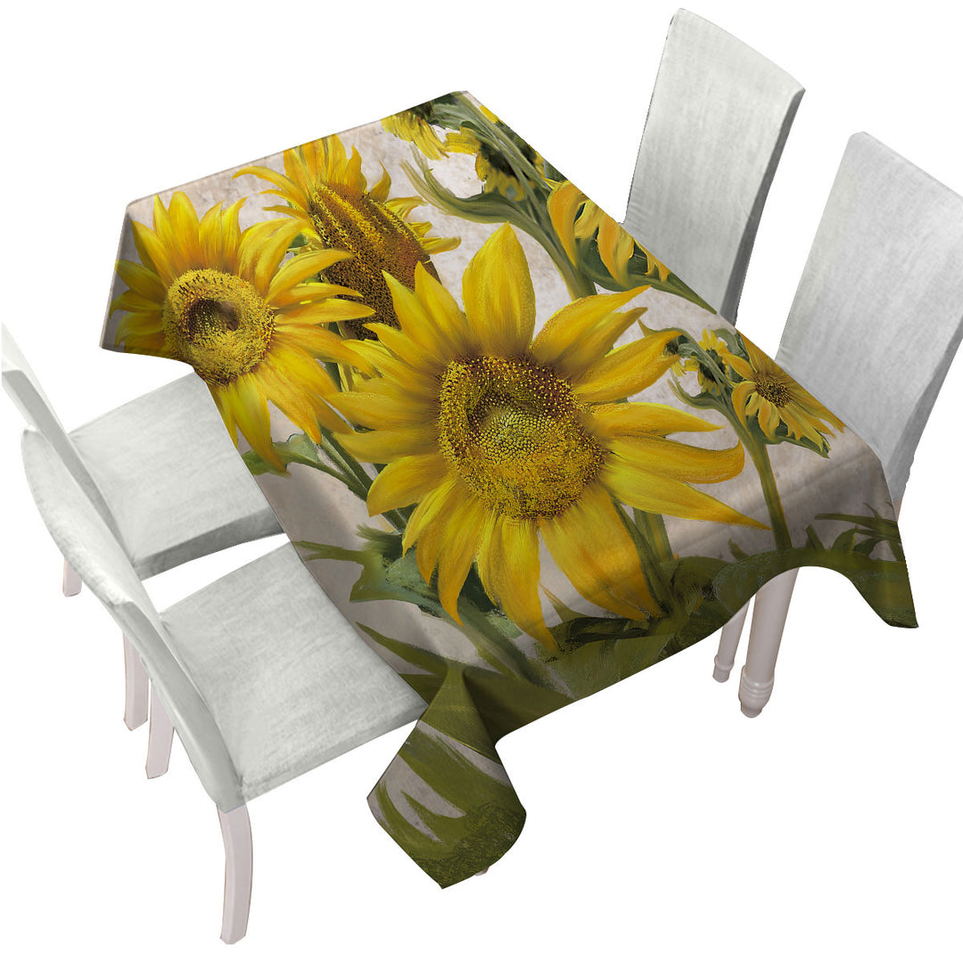 Table Cover with Art Painting Sunflowers Floral