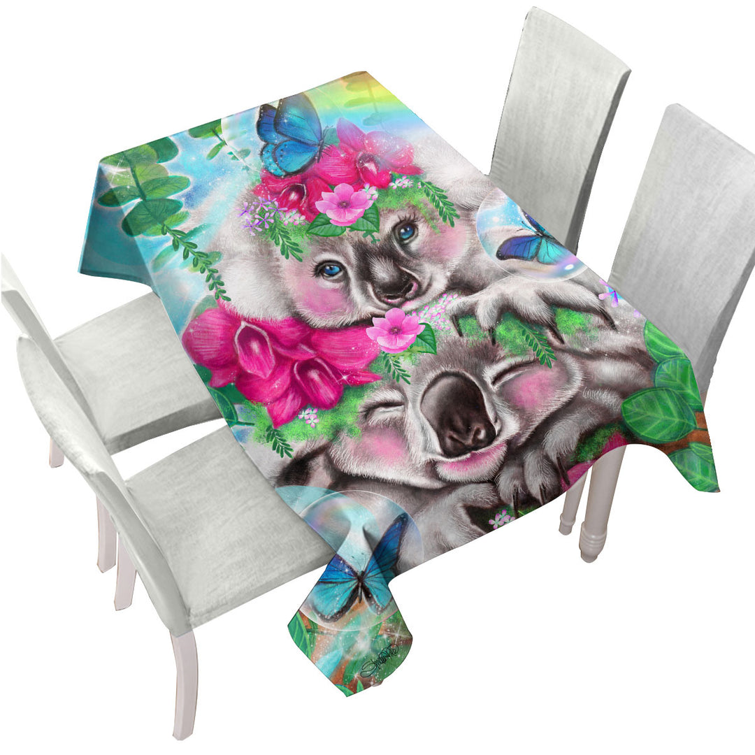 Table Cover with Colorful Kids Animal Best Buddies Koalas