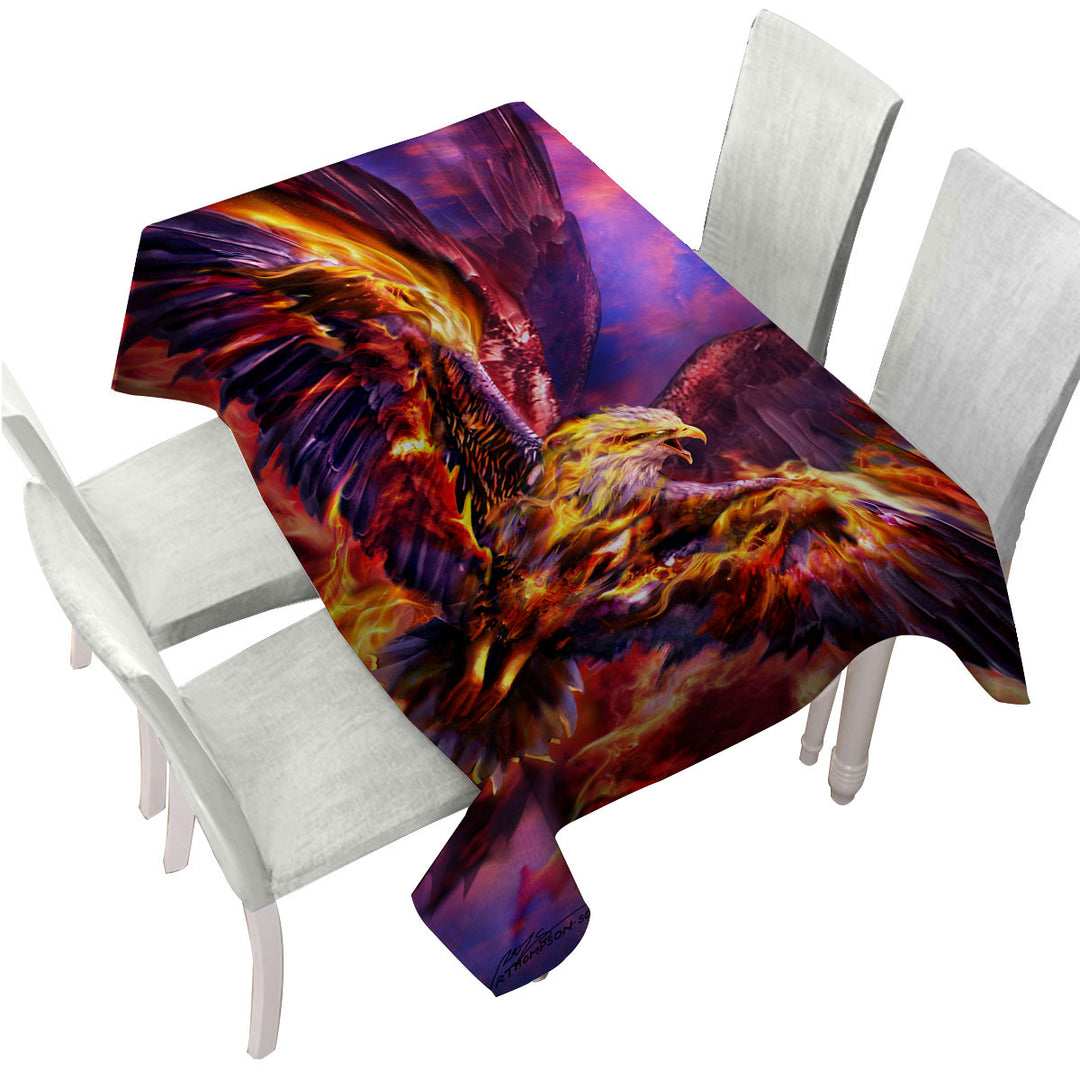 Table Cover with Cool Mythology Bird Phoenix Rising