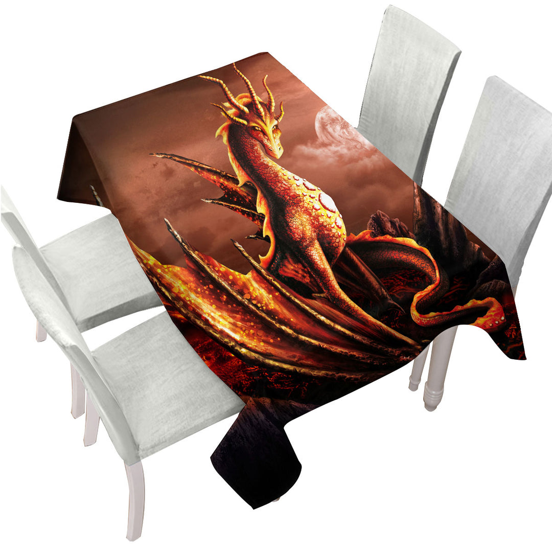 Table Cover with Fantasy Art Alessa the Volcano Lava Dragon