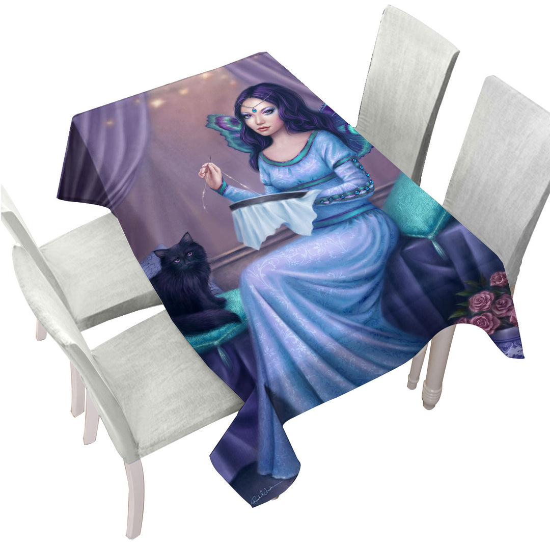 Table Cover with Fantasy Art Ariadne Princess Cat Fairy