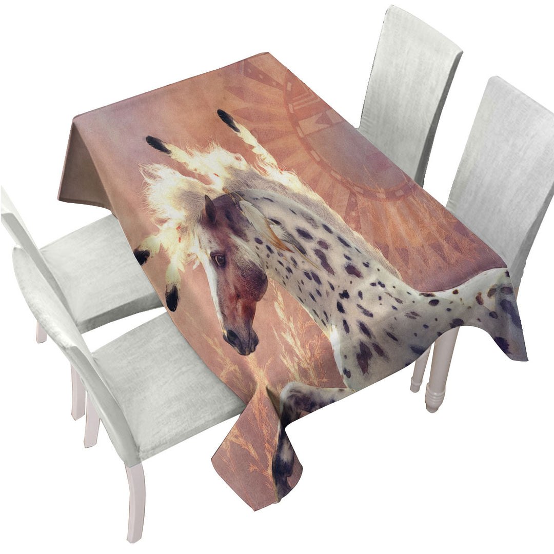 Table Cover with Native American Horses Art the Prairie Wind