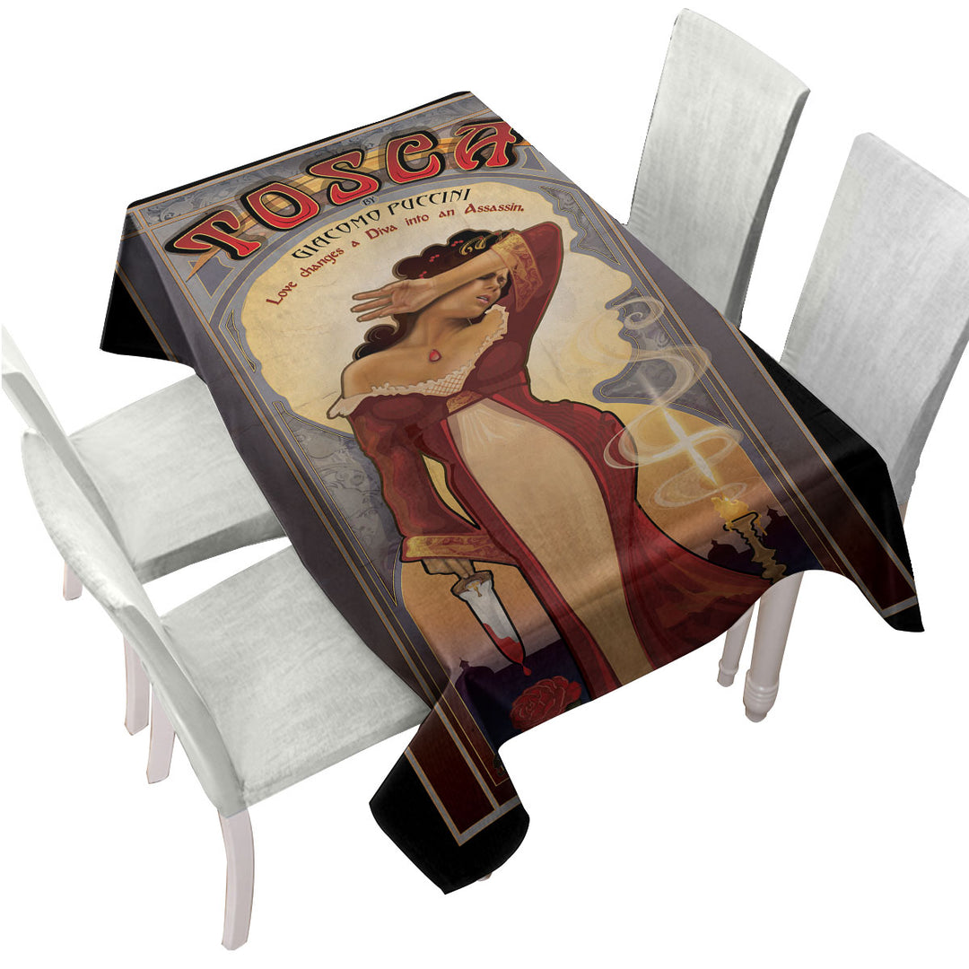 Table Cover with Tosca the Love Assassin Cool Art