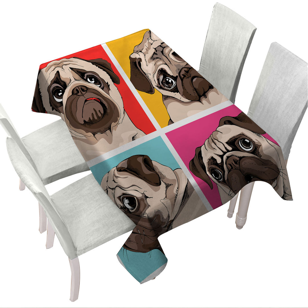 Tablecloth with Adorable Pug