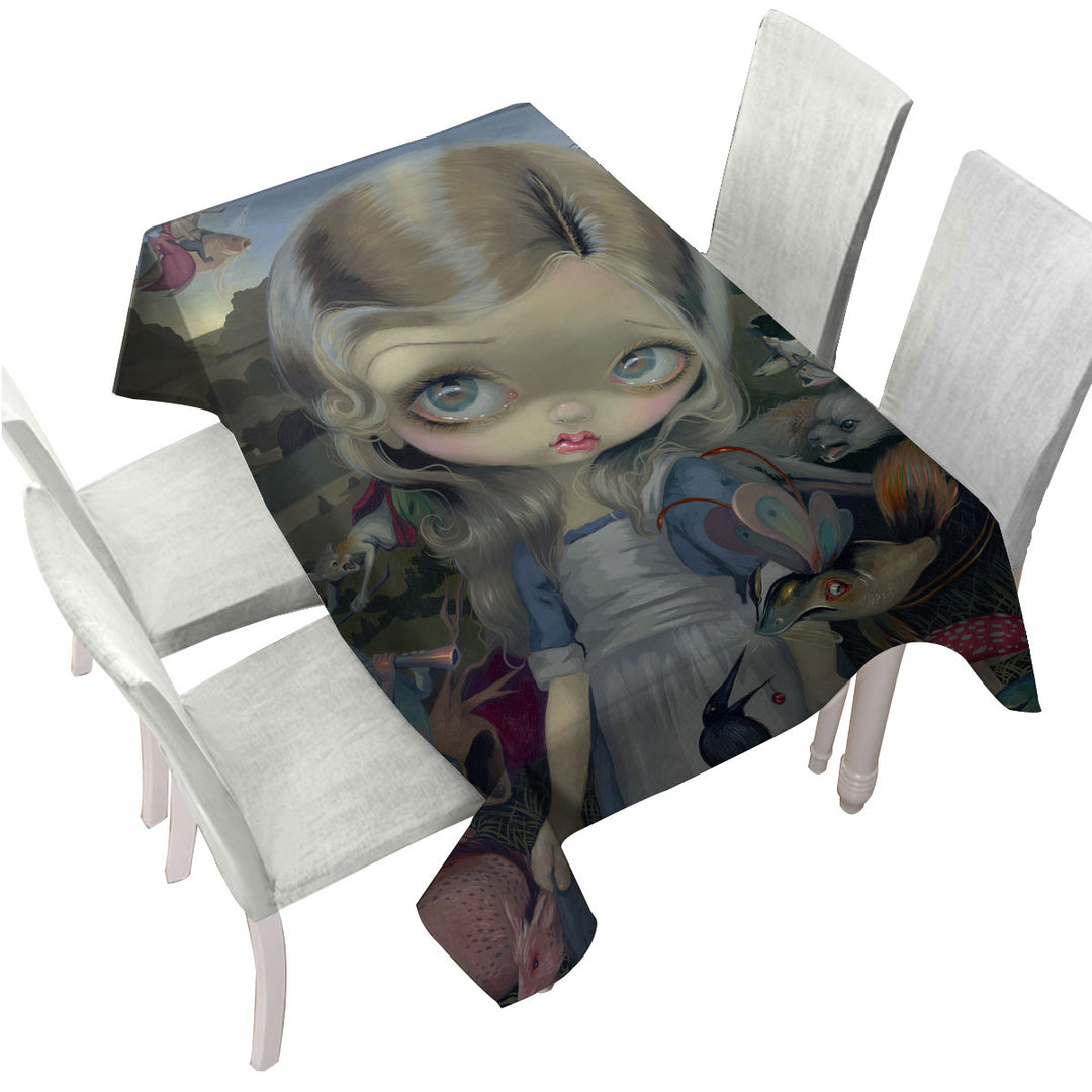 Tablecloth with Alice in a Bosch Wonderland