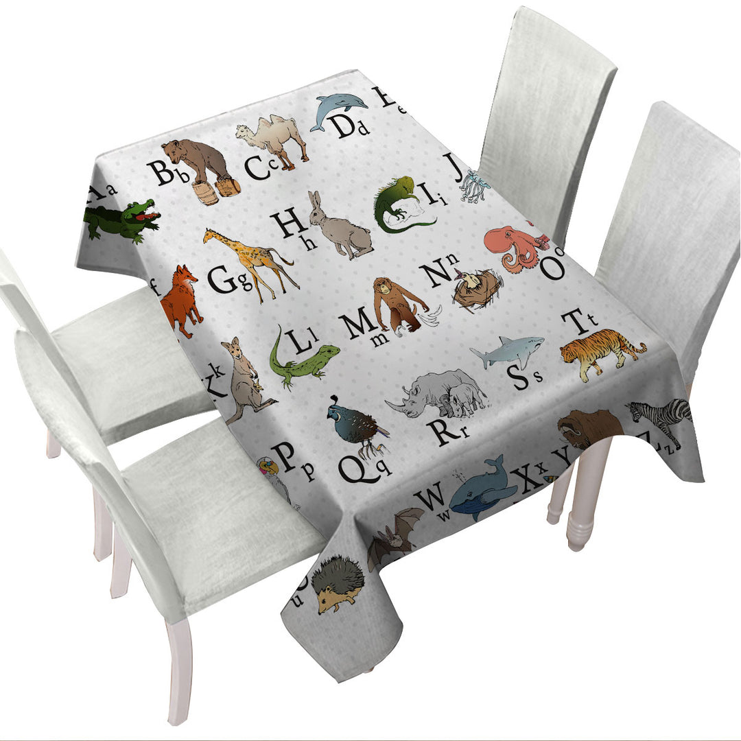 Tablecloth with Animal Alphabet Kids Design