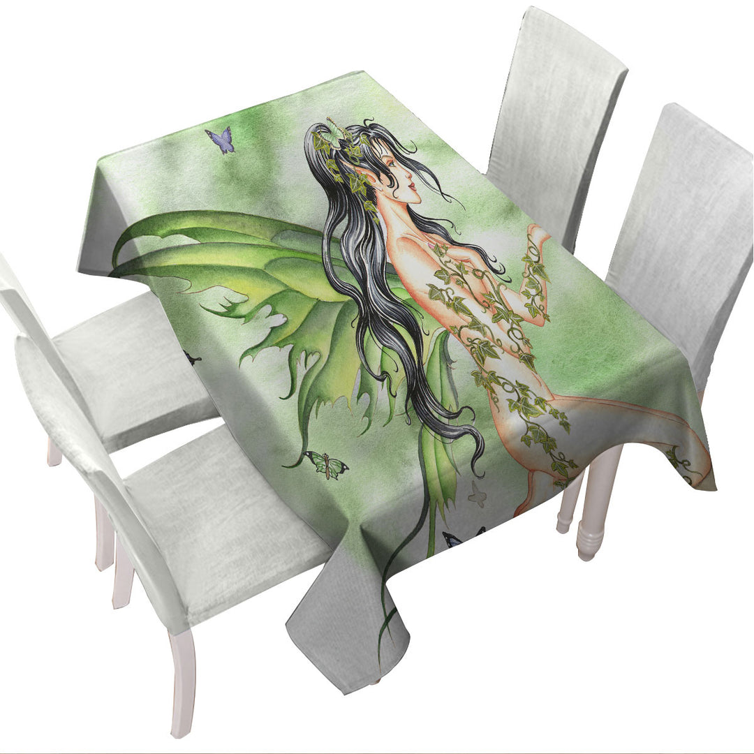 Tablecloth with Butterflies and the Green Vines Fairy