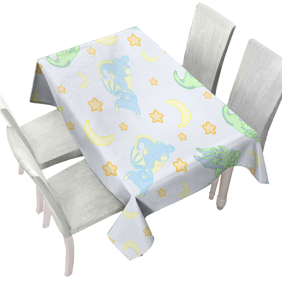 Tablecloth with Children Cute Sleeping Dragons Pattern for Boys