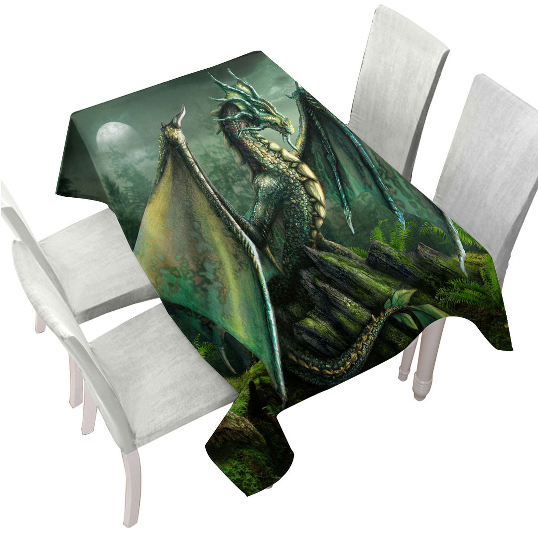 Tablecloth with Cool Fantasy Art Garwin the Green Forest Dragon