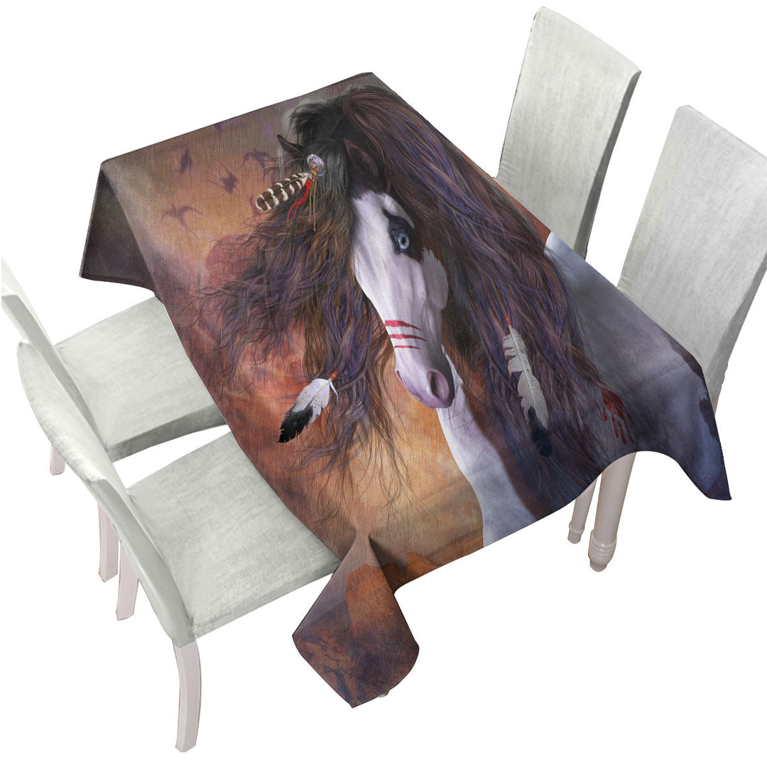 Tablecloth with Cool Horses Art Pawnee Brave Horse