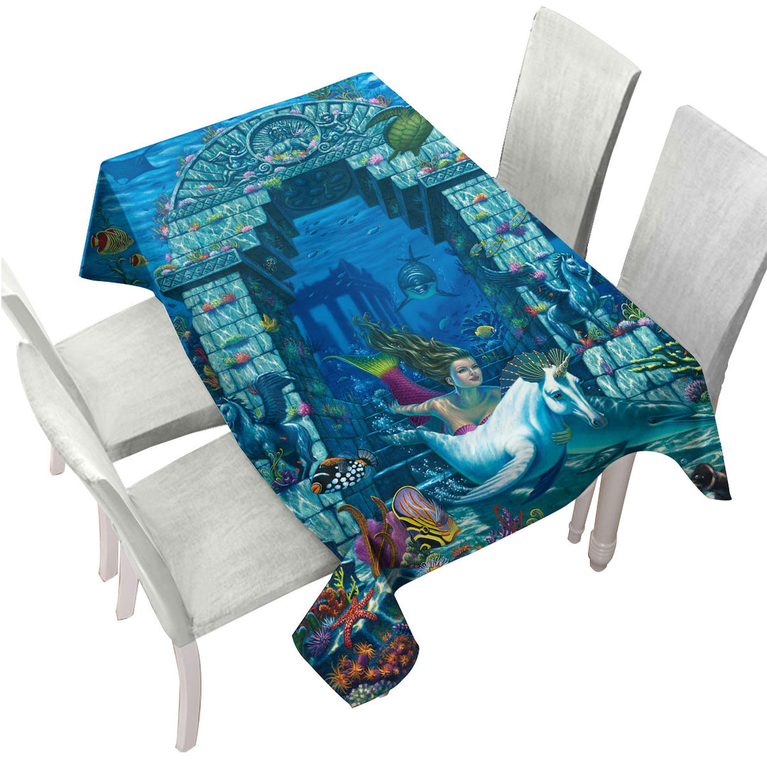 Tablecloth with Cool Neptunes Magical Underwater World