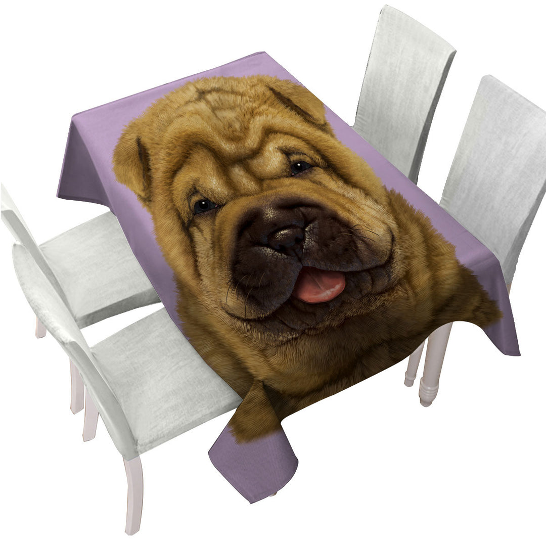 Tablecloth with Cute Animal Art Shar Pei Puppy Dog