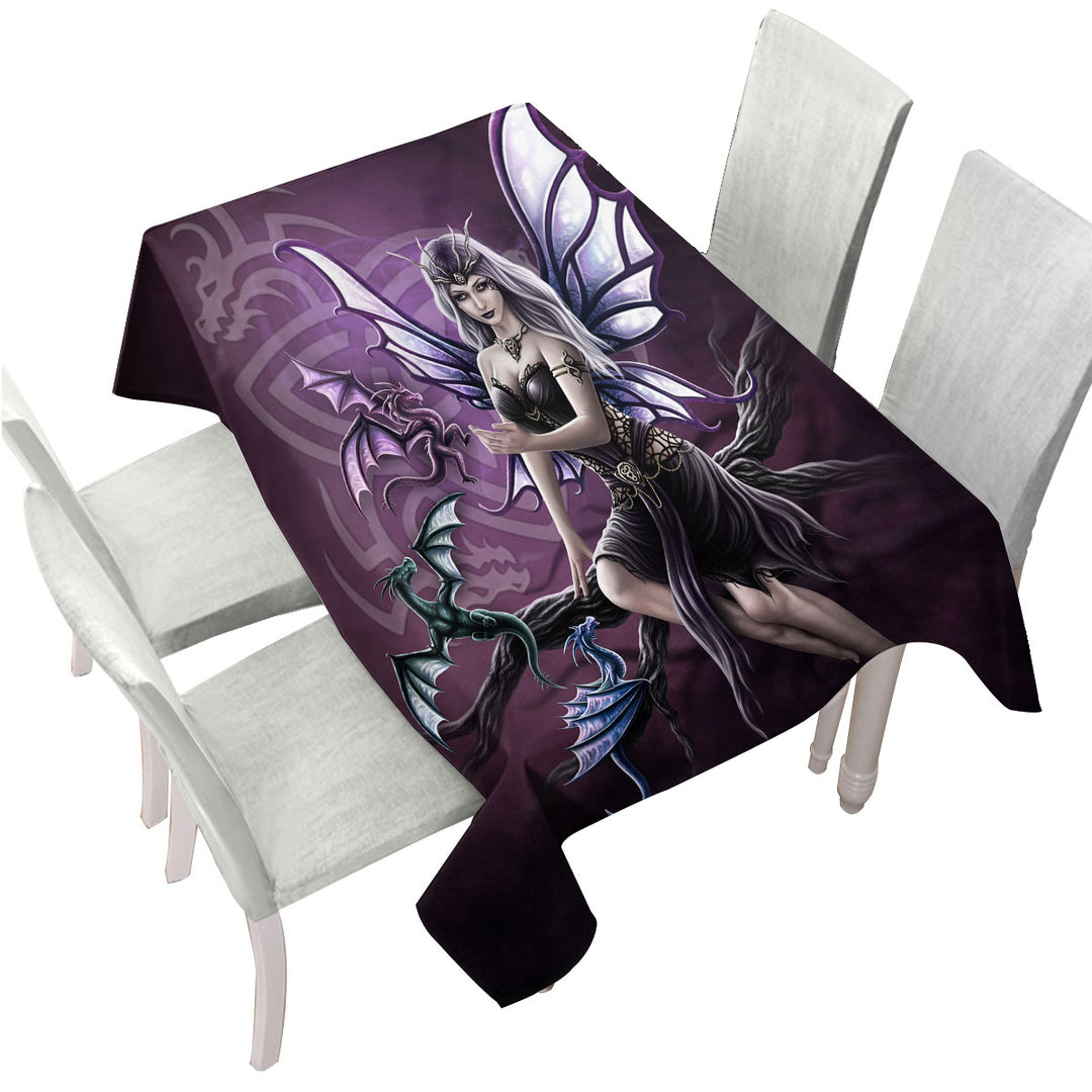 Tablecloth with Fantasy Art Butterfly Girl the Dragon Keeper