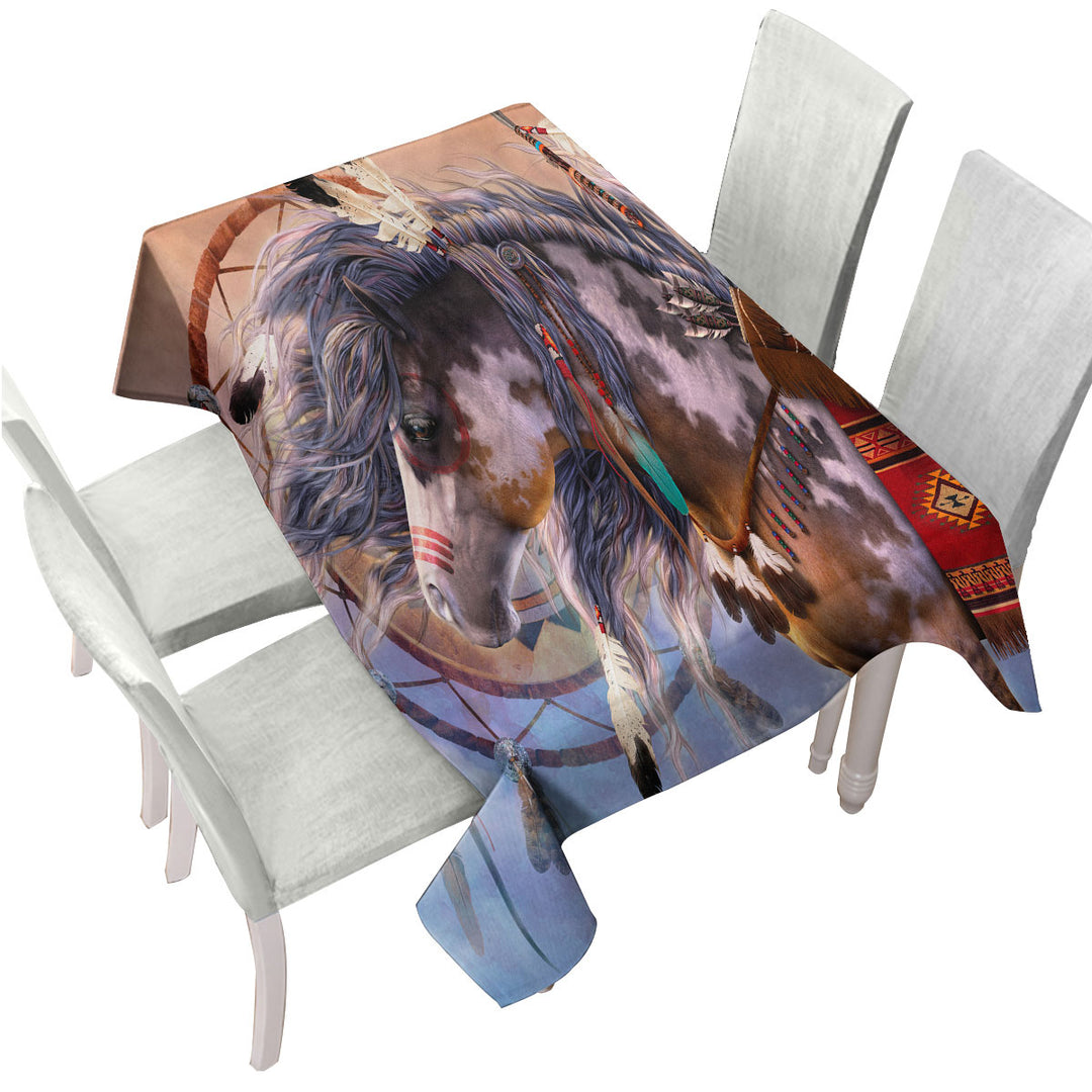 Tablecloth with Native American Dream Catcher and Horse