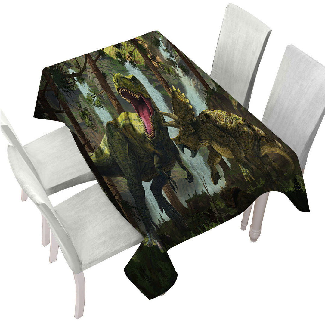 Tablecloth with Protection Fight Cool Dinosaurs Art the Dinosaurs Forest