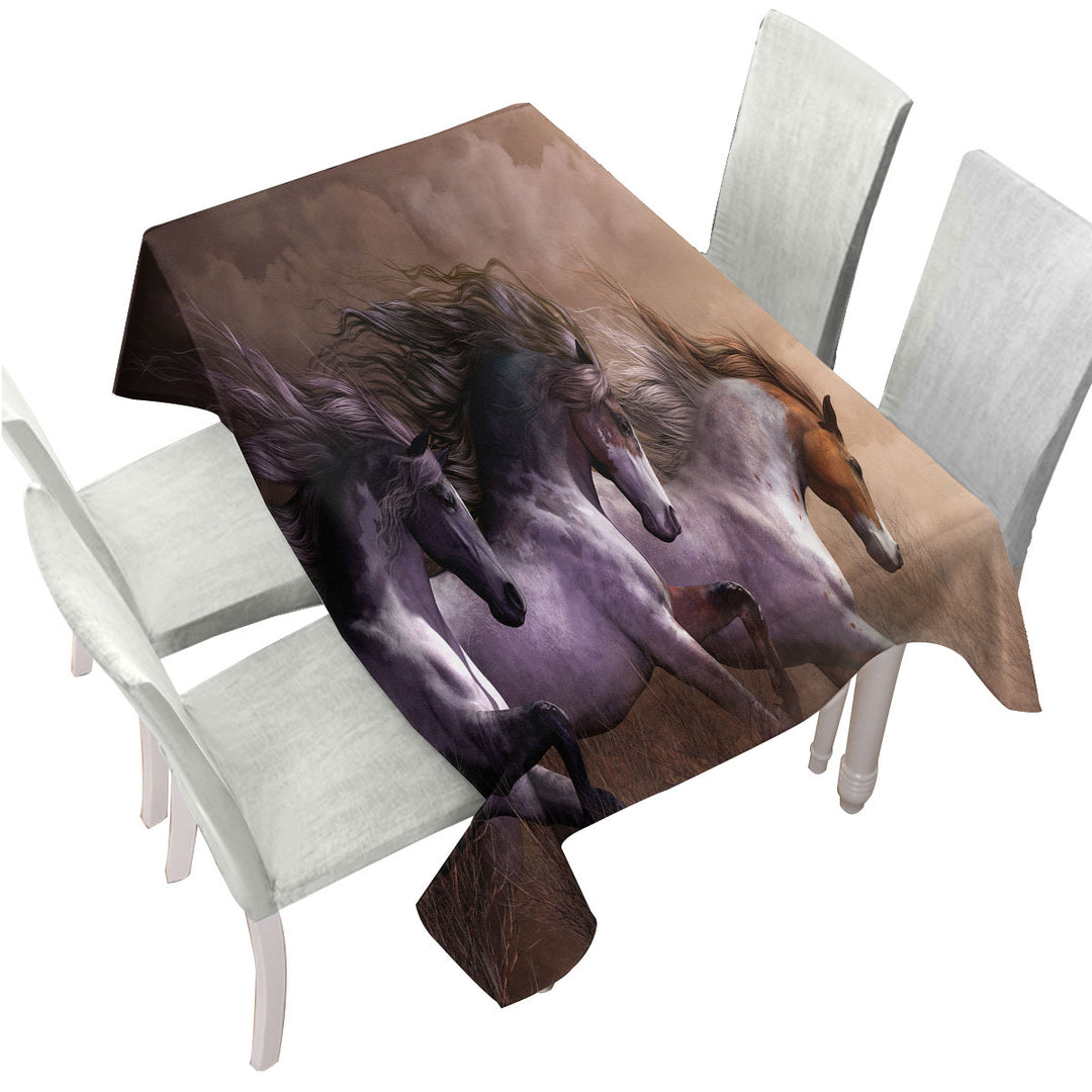 Tablecloth with Run To Freedom Wild Horses