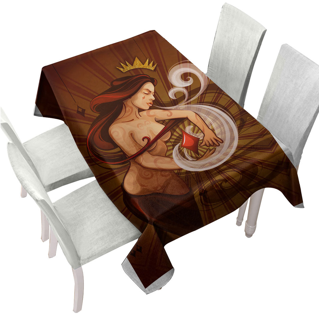 Tablecloth with Sexy Cool Art Queen of Diamonds