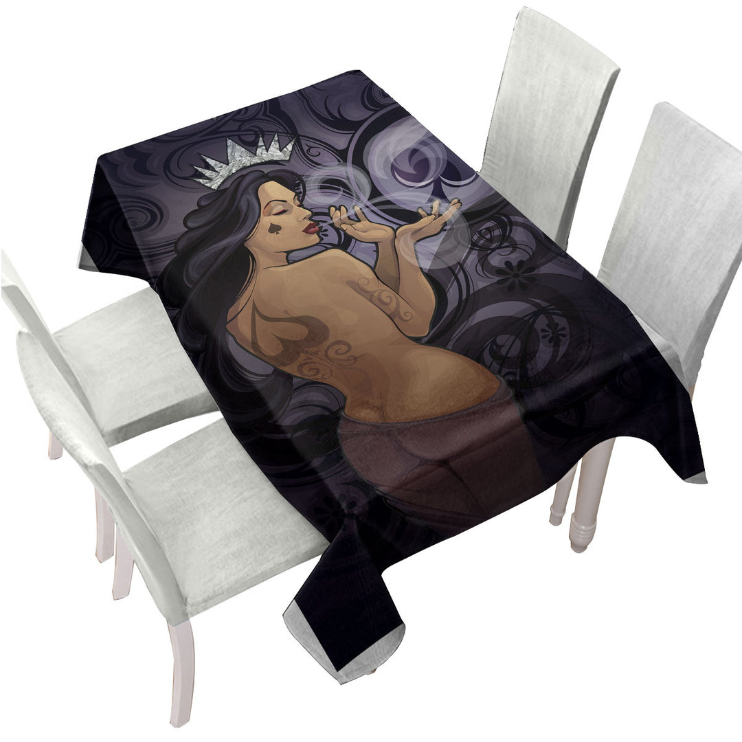 Tablecloth with Sexy Cool Art Queen of Spades