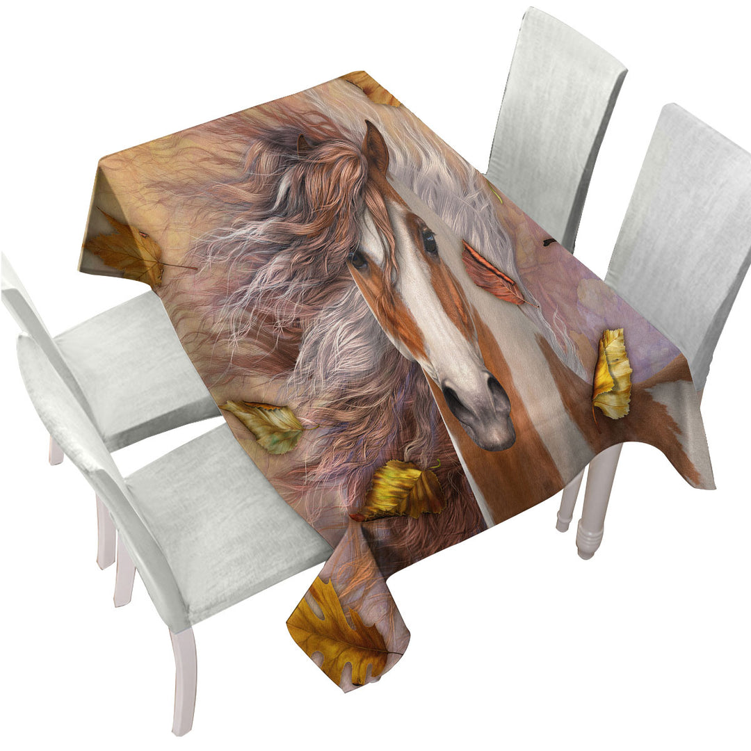 Tablecloth with Shanti Autumn Leaves Horse