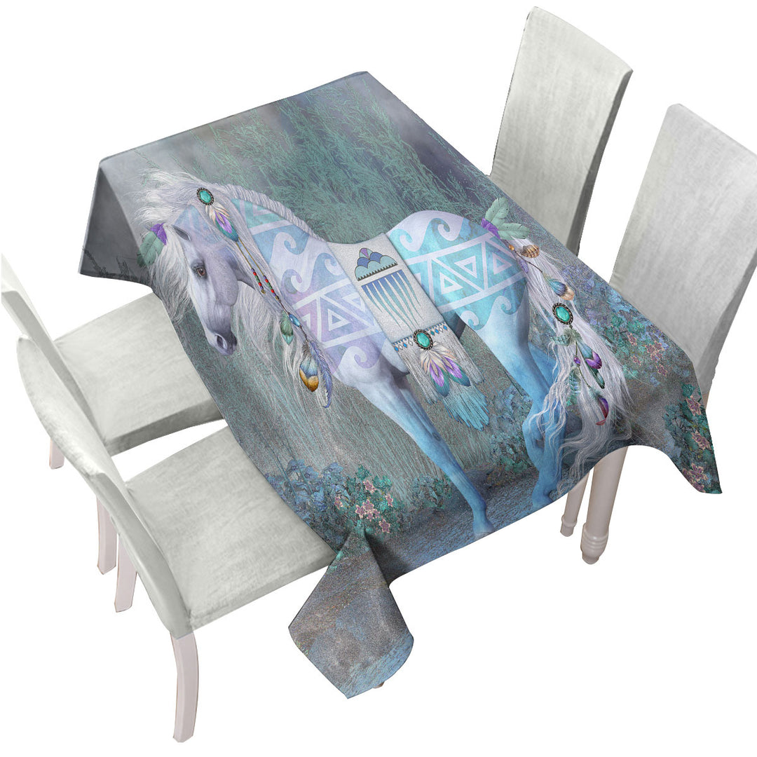 Tablecloth with Singing Water Beautiful Native American Horse